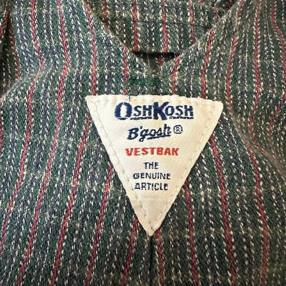 Vintage Oshkosh plaid overalls paper tag